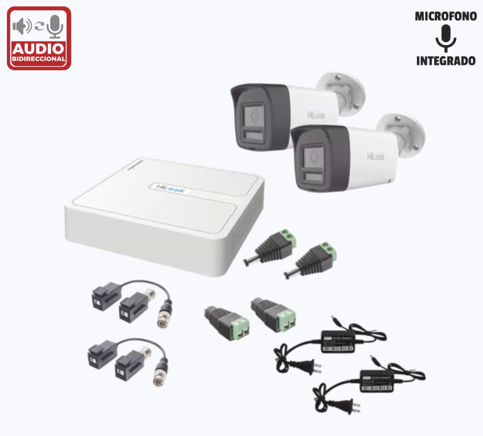 Kit HiLook TurboHD 1080p DVR 4 canales 2 cámaras bala